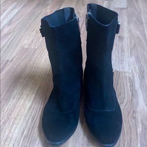 Black Suede Calvin Klein buckle boots